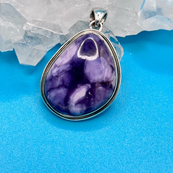 Jewelry - RARE Tiffany Stone Utah 925 Sliver Pendant Gemstone Rare Natural Stone